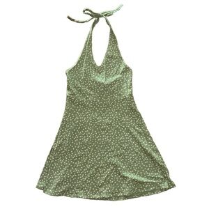 Green floral halter dress